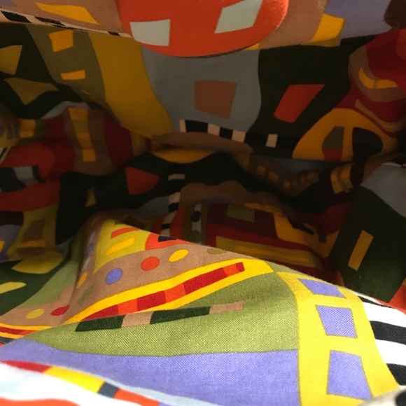 Handmade Bag Tote Abstract Art Colorblock Patchwork Reversible 15”X10” - Picture 3 of 4